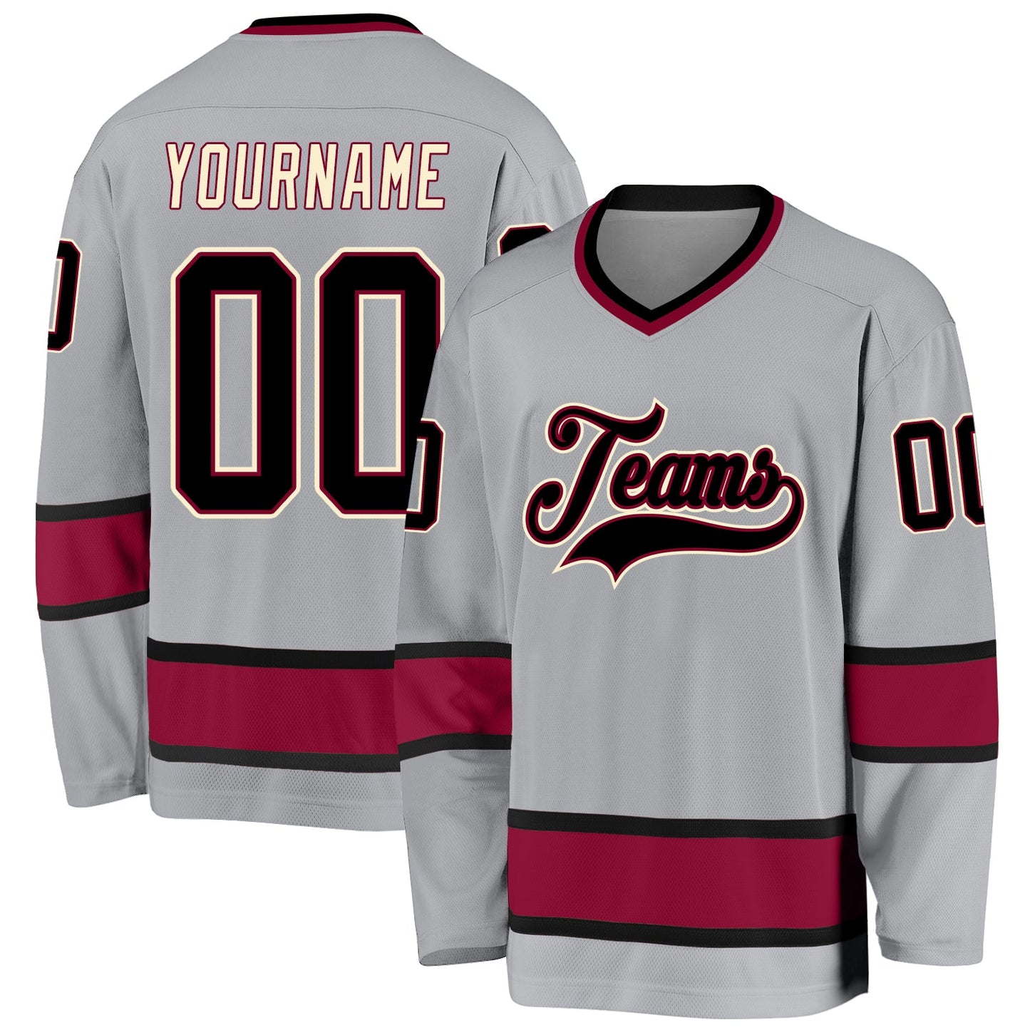 Custom Gray Black-Maroon Hockey Jersey - Sky-Custom