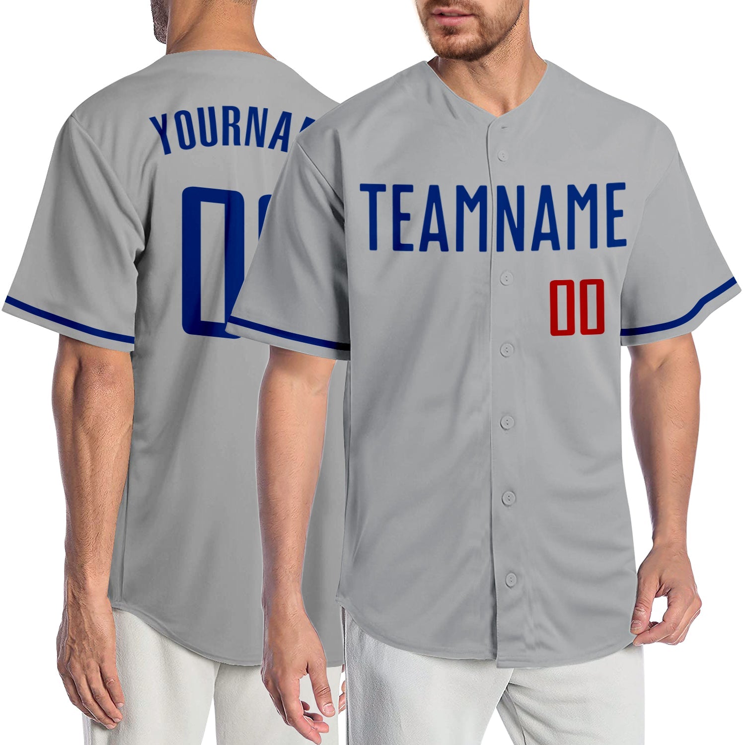 Custom Gray Royal-Red Authentic Baseball Jersey - Sky-Custom