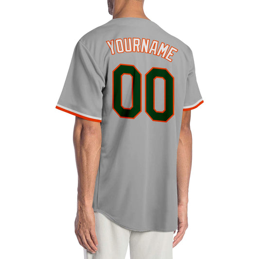 Custom Gray Green-Orange Authentic Baseball Jersey - Sky-Custom