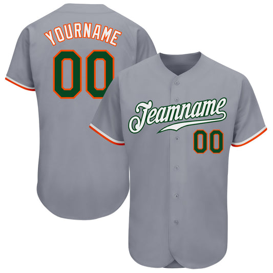 Custom Gray Green-Orange Authentic Baseball Jersey - Sky-Custom