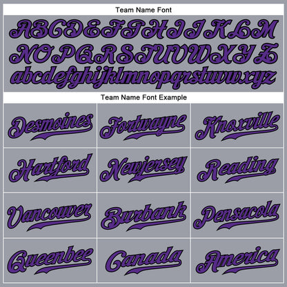 Custom Gray Purple-Black Authentic Baseball Jersey - Sky-Custom