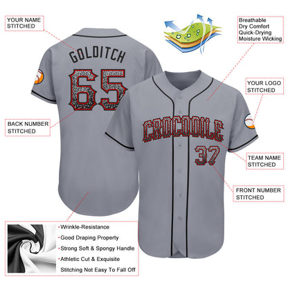 Custom Gray Black-Red Authentic Drift Fashion Baseball Jersey - Sky-Custom