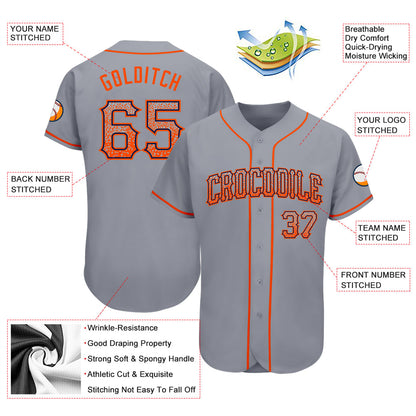 Custom Gray Orange-Navy Authentic Drift Fashion Baseball Jersey - Sky-Custom