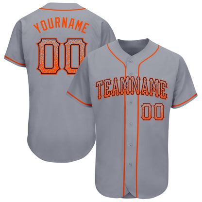 Custom Gray Orange-Navy Authentic Drift Fashion Baseball Jersey - Sky-Custom