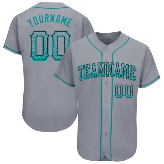 Custom Gray Teal-Black Authentic Drift Fashion Baseball Jersey - Sky-Custom