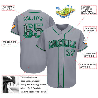 Custom Gray Kelly Green-Black Authentic Drift Fashion Baseball Jersey - Sky-Custom