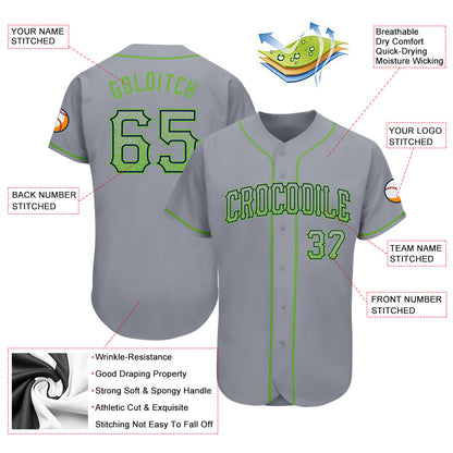 Custom Gray Neon Green-Navy Authentic Drift Fashion Baseball Jersey - Sky-Custom