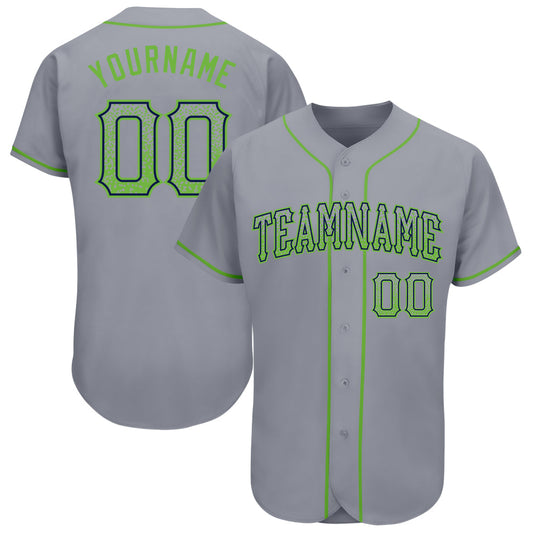 Custom Gray Neon Green-Navy Authentic Drift Fashion Baseball Jersey - Sky-Custom