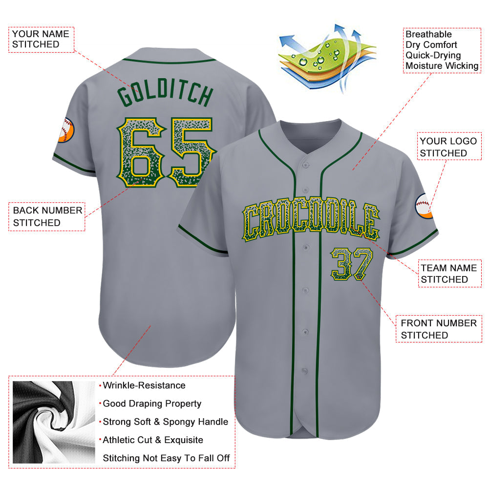 Custom Gray Green-Gold Authentic Drift Fashion Baseball Jersey - Sky-Custom