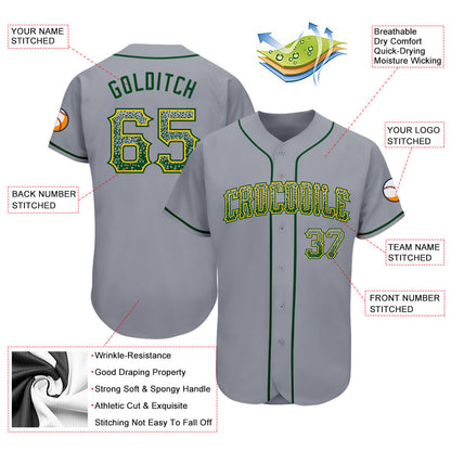 Custom Gray Green-Gold Authentic Drift Fashion Baseball Jersey - Sky-Custom