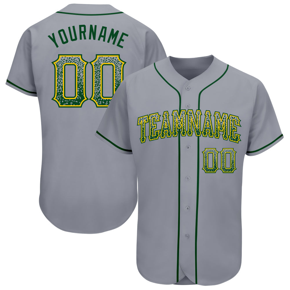 Custom Gray Green-Gold Authentic Drift Fashion Baseball Jersey - Sky-Custom