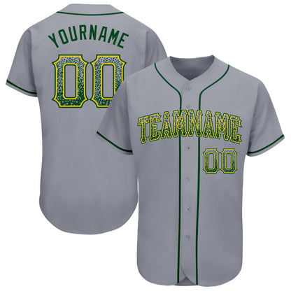 Custom Gray Green-Gold Authentic Drift Fashion Baseball Jersey - Sky-Custom