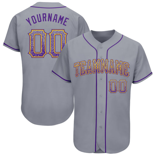 Custom Gray Purple-Gold Authentic Drift Fashion Baseball Jersey - Sky-Custom