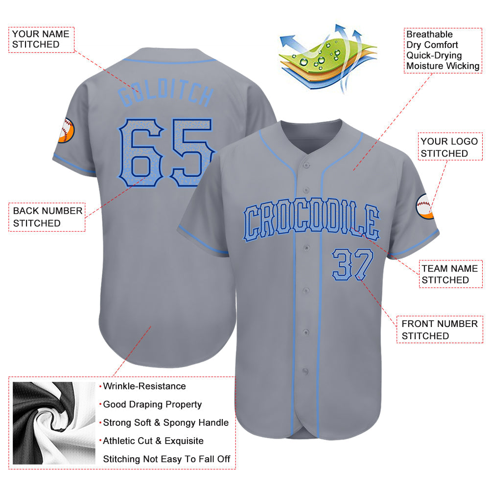 Custom Gray Light Blue-Royal Authentic Drift Fashion Baseball Jersey - Sky-Custom