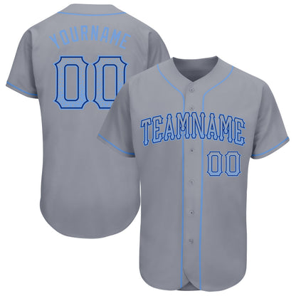 Custom Gray Light Blue-Royal Authentic Drift Fashion Baseball Jersey - Sky-Custom