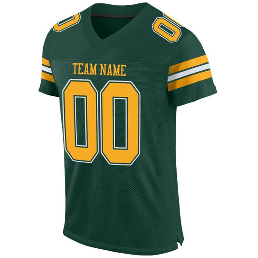 Custom Green Gold-White Mesh Authentic Football Jersey - Sky-Custom
