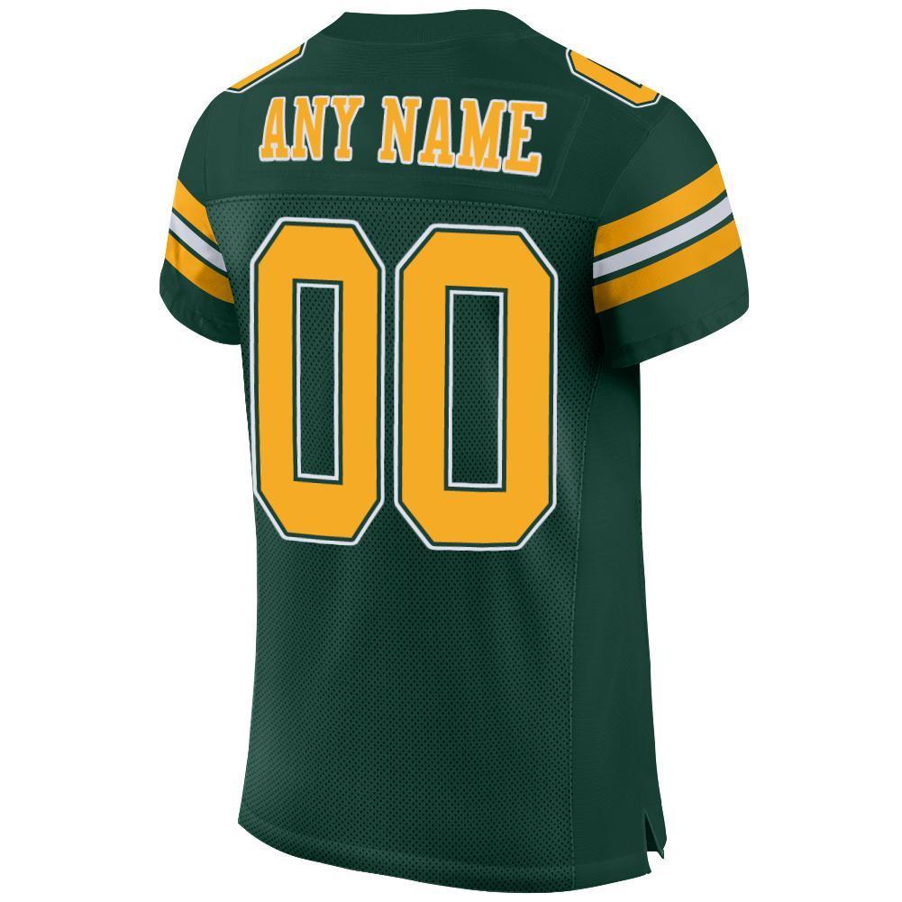 Custom Green Gold-White Mesh Authentic Football Jersey - Sky-Custom