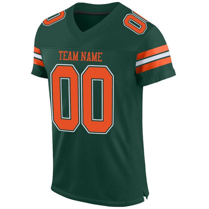 Custom Green Orange-White Mesh Authentic Football Jersey - Sky-Custom