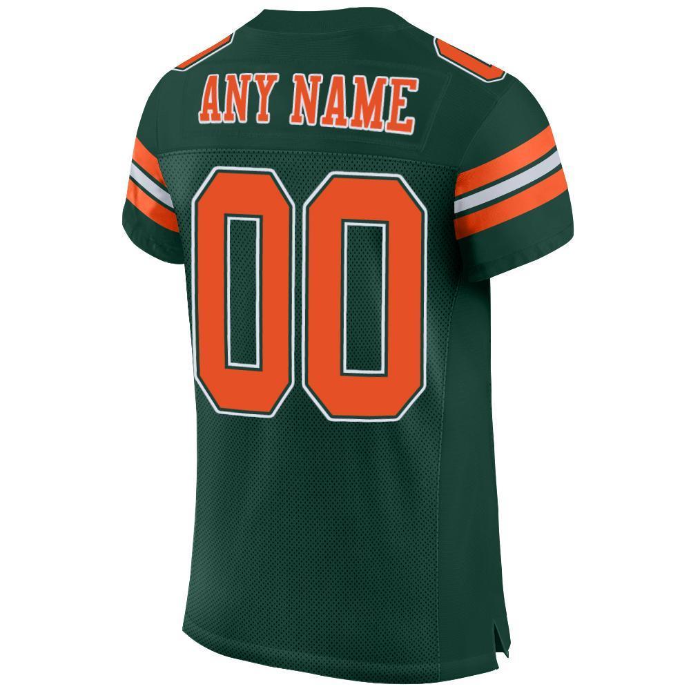 Custom Green Orange-White Mesh Authentic Football Jersey - Sky-Custom