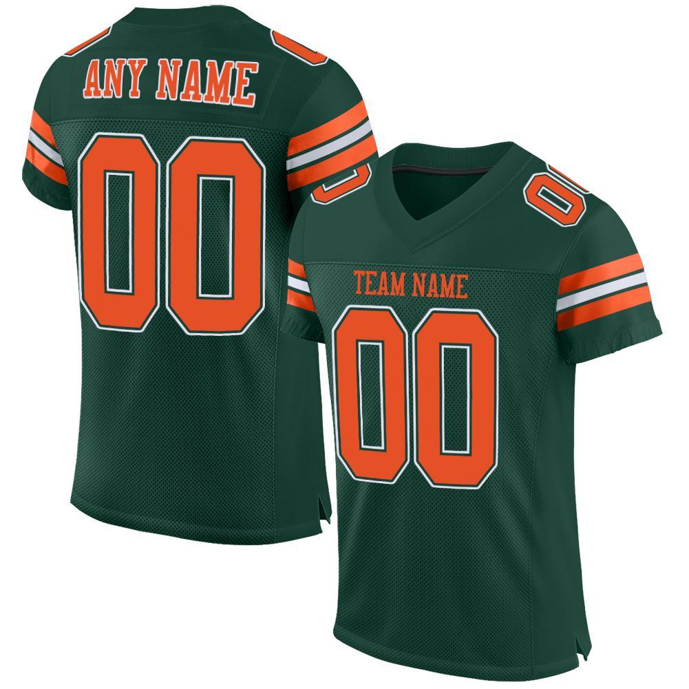 Custom Green Orange-White Mesh Authentic Football Jersey - Sky-Custom