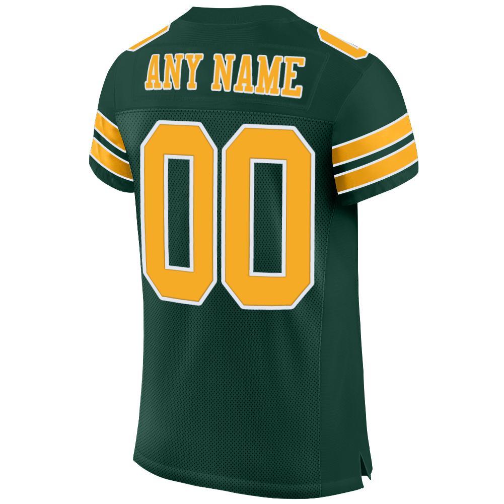 Custom Green Gold-White Mesh Authentic Football Jersey - Sky-Custom