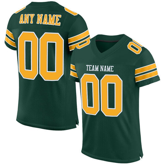 Custom Green Gold-White Mesh Authentic Football Jersey - Sky-Custom