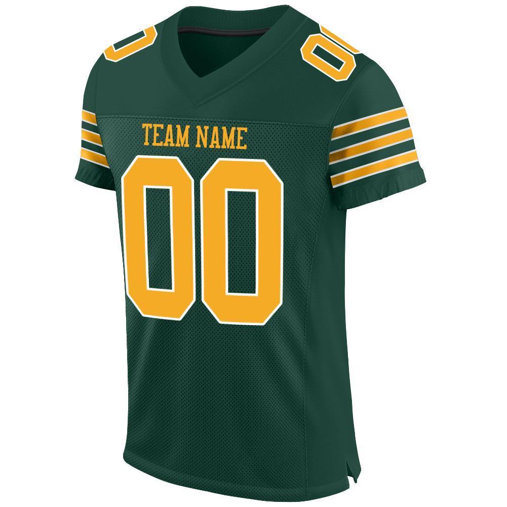 Custom Green Gold-White Mesh Authentic Football Jersey - Sky-Custom