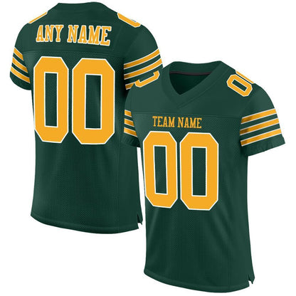 Custom Green Gold-White Mesh Authentic Football Jersey - Sky-Custom