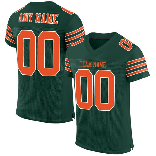 Custom Green Orange-White Mesh Authentic Football Jersey - Sky-Custom