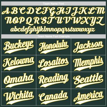 Custom Green White-Gold Authentic Baseball Jersey - Sky-Custom