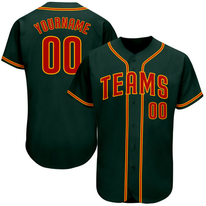 Custom Green Red-Gold Authentic Baseball Jersey - Sky-Custom