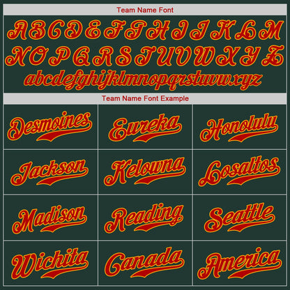 Custom Green Red-Gold Authentic Baseball Jersey - Sky-Custom