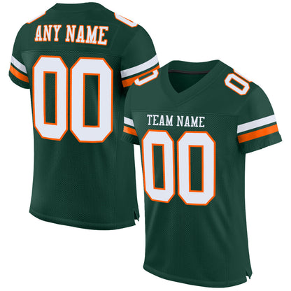 Custom Green White-Orange Mesh Authentic Football Jersey - Sky-Custom