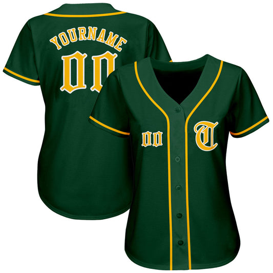 Custom Green Gold-White Authentic Baseball Jersey - Sky-Custom