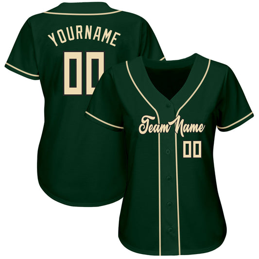 Custom Green Cream-Black Authentic Baseball Jersey - Sky-Custom