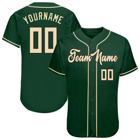 Custom Green Cream-Black Authentic Baseball Jersey - Sky-Custom
