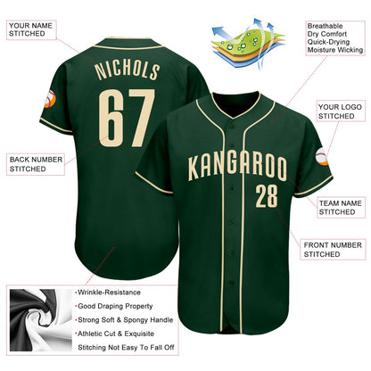 Custom Green Cream Authentic Baseball Jersey - Sky-Custom