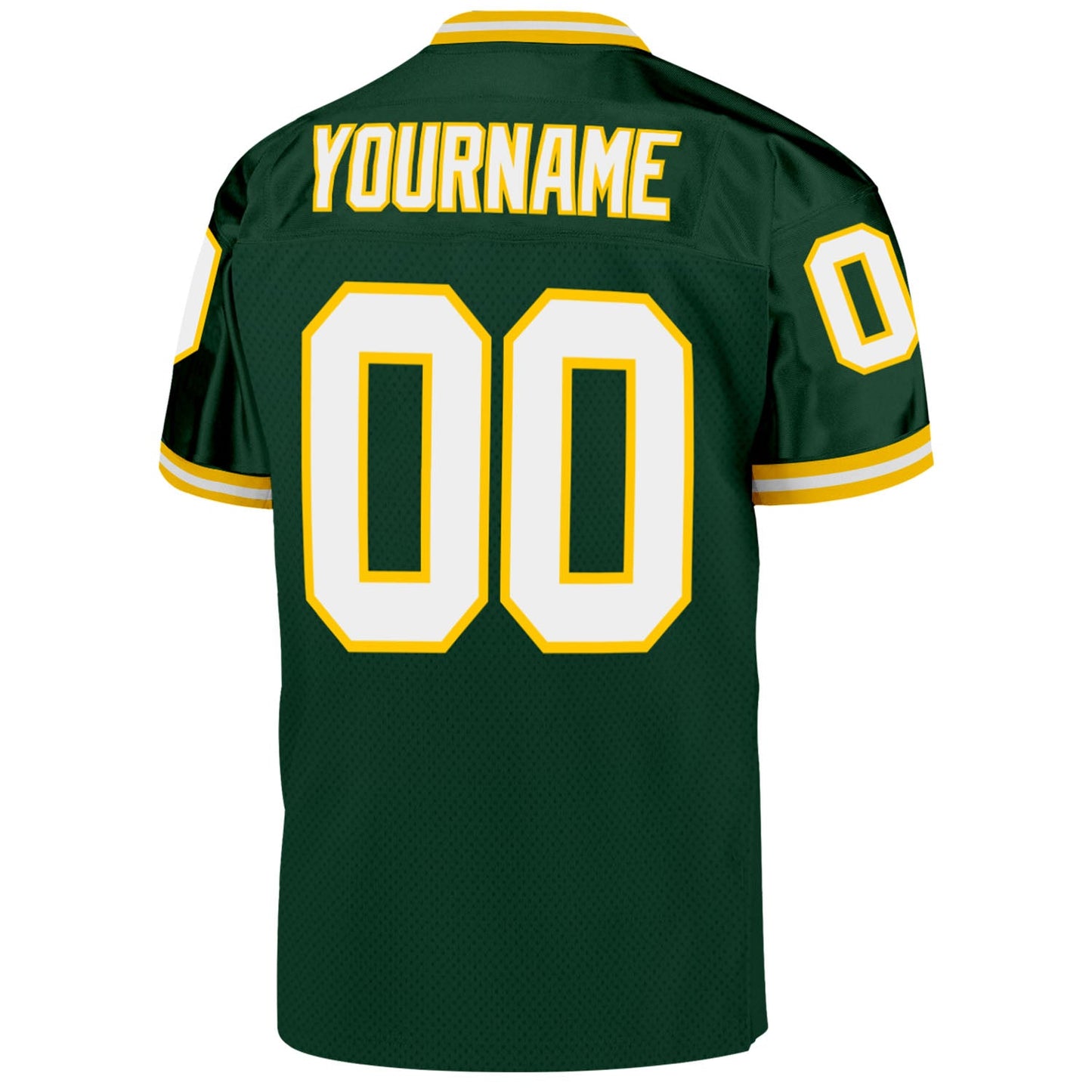 Custom Green White-Gold Mesh Authentic Throwback Football Jersey - Sky-Custom