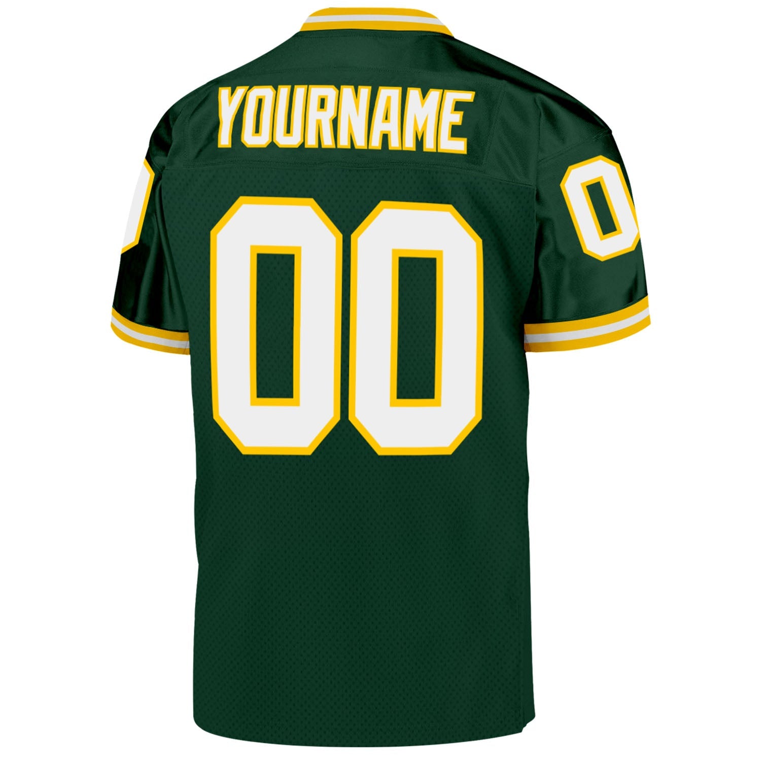Custom Green White-Gold Mesh Authentic Throwback Football Jersey - Sky-Custom