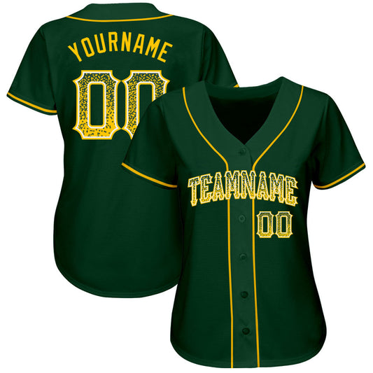 Custom Green Gold-White Authentic Drift Fashion Baseball Jersey - Sky-Custom