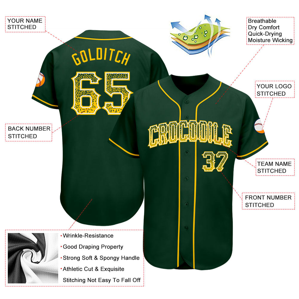 Custom Green Gold-White Authentic Drift Fashion Baseball Jersey - Sky-Custom