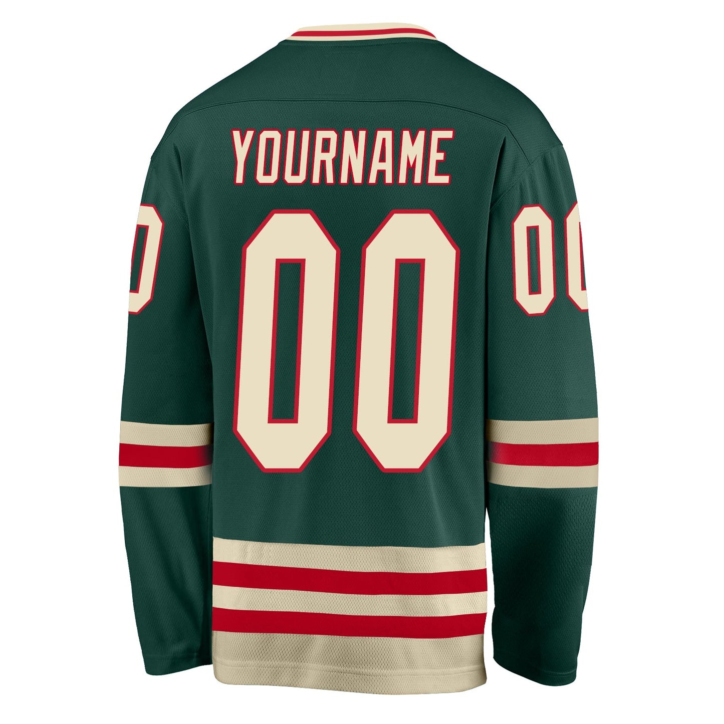Custom Green Cream-Red Hockey Jersey - Sky-Custom