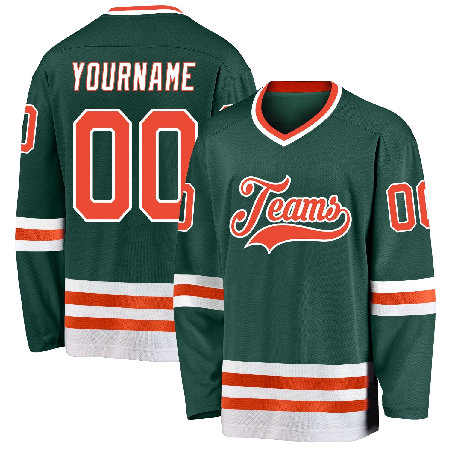 Custom Green Orange-White Hockey Jersey - Sky-Custom