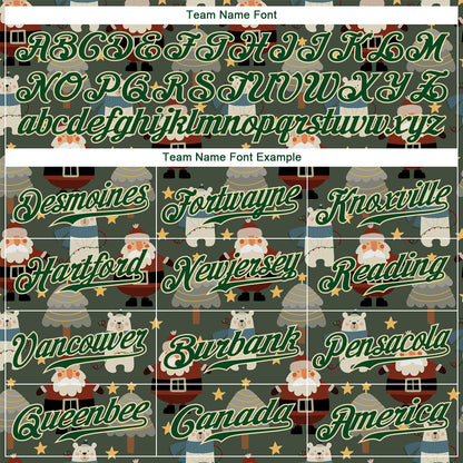 Custom Green Green-Cream Christmas 3D Authentic Baseball Jersey - Sky-Custom