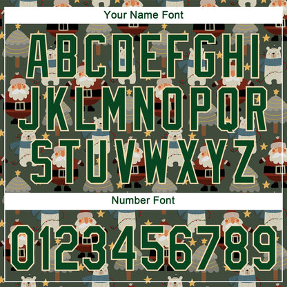 Custom Green Green-Cream Christmas 3D Authentic Baseball Jersey - Sky-Custom
