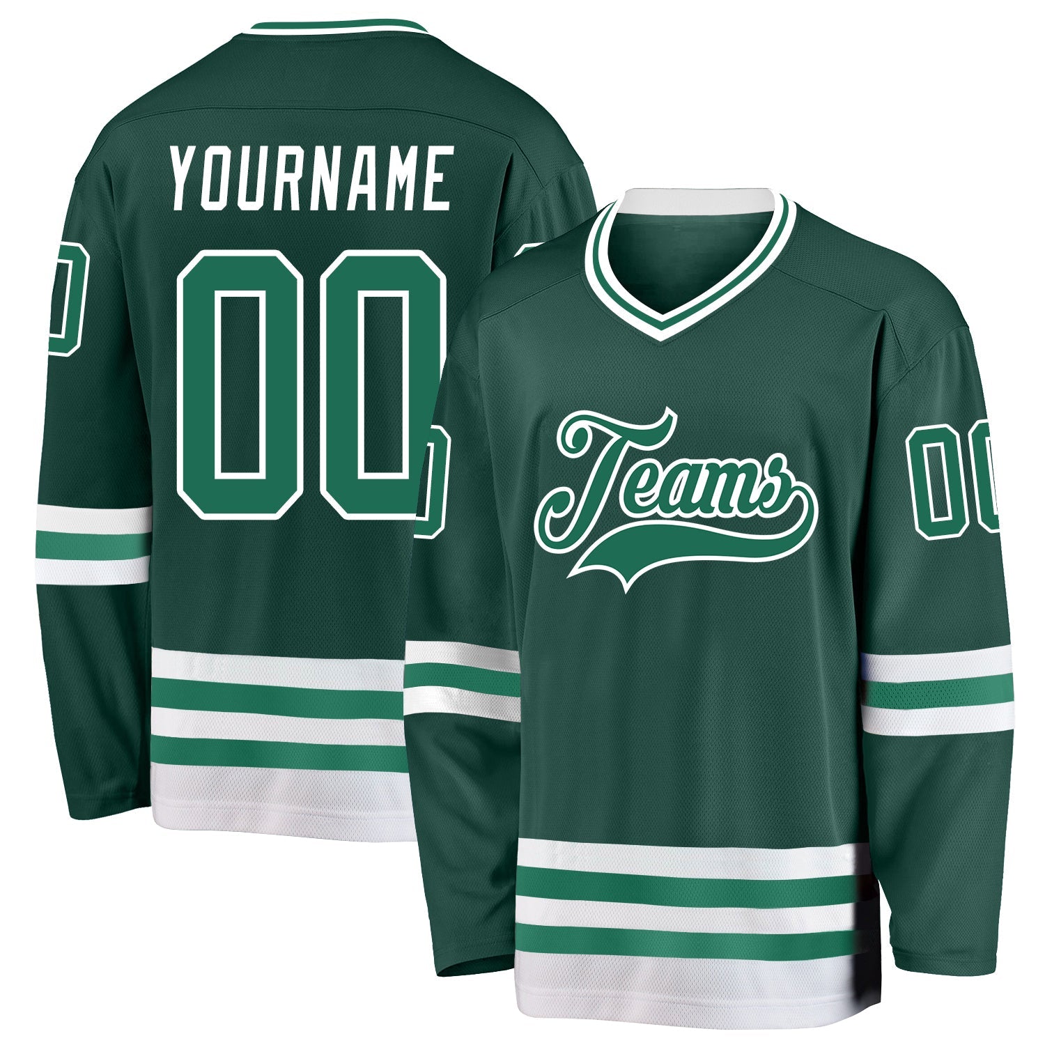 Custom Green Kelly Green-White Hockey Jersey - Sky-Custom