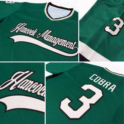Custom Green Cream-Black Hockey Jersey - Sky-Custom