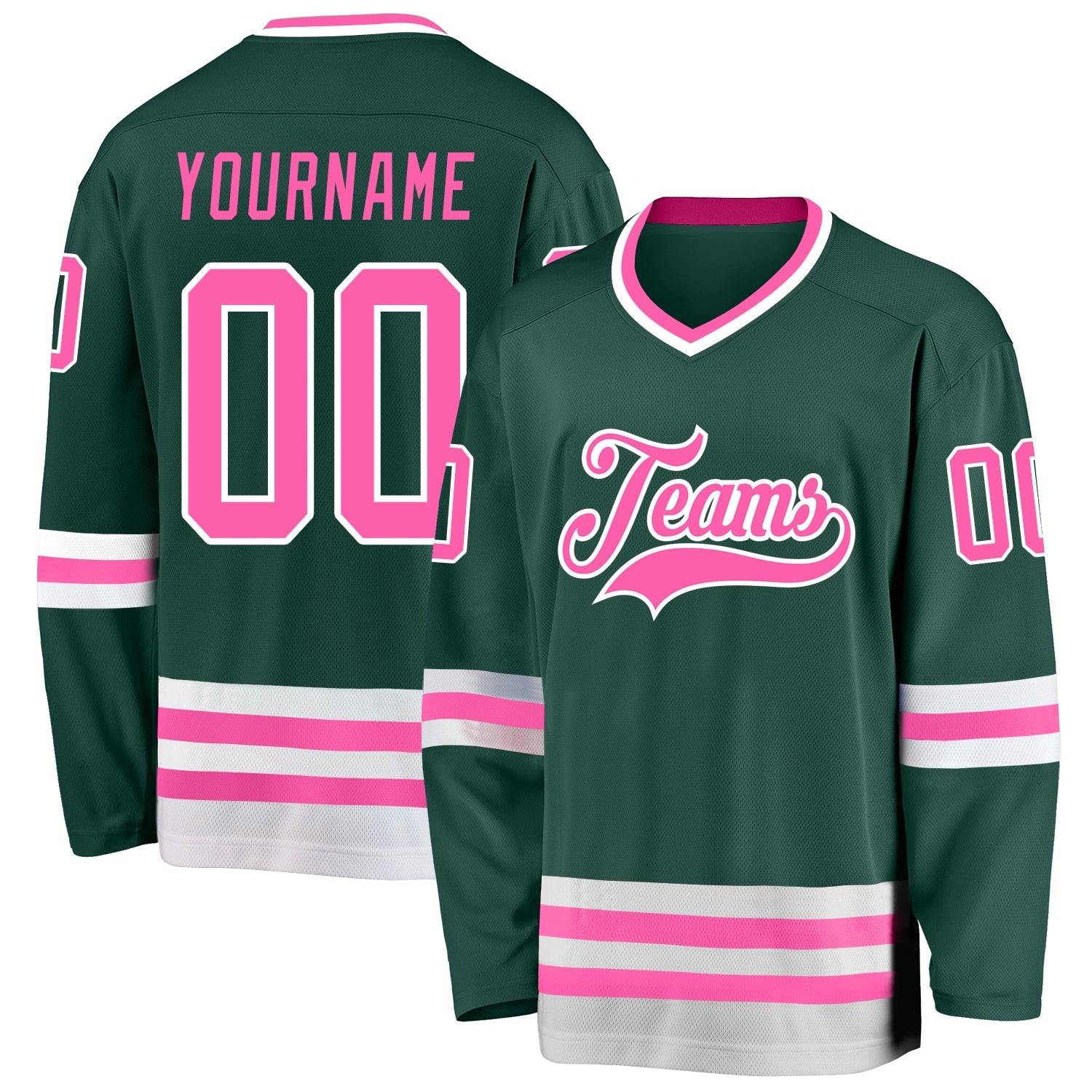 Custom Green Pink-White Hockey Jersey - Sky-Custom
