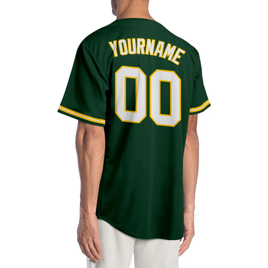 Custom Green White-Gold Authentic Baseball Jersey - Sky-Custom