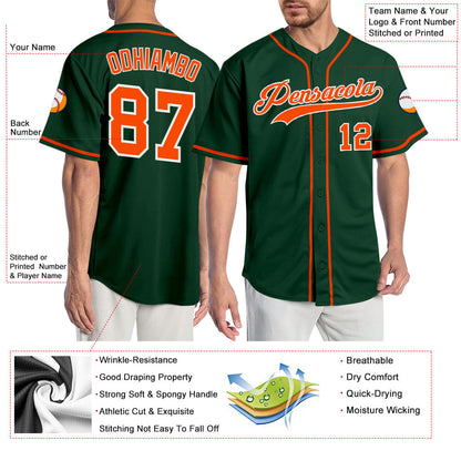 Custom Green Orange-White Authentic Baseball Jersey - Sky-Custom